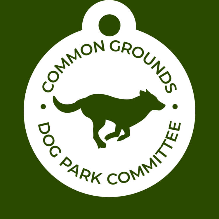 Common Grounds Dog Park Committee Logo on a dog tag.